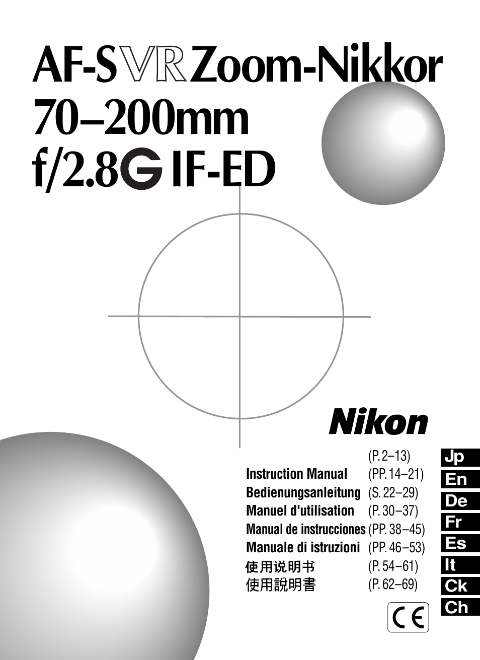 Nikon 70-200mm-f-28G-ED-IF-AF-S-VR-Zoom-Nikko User Manual | 72 pages