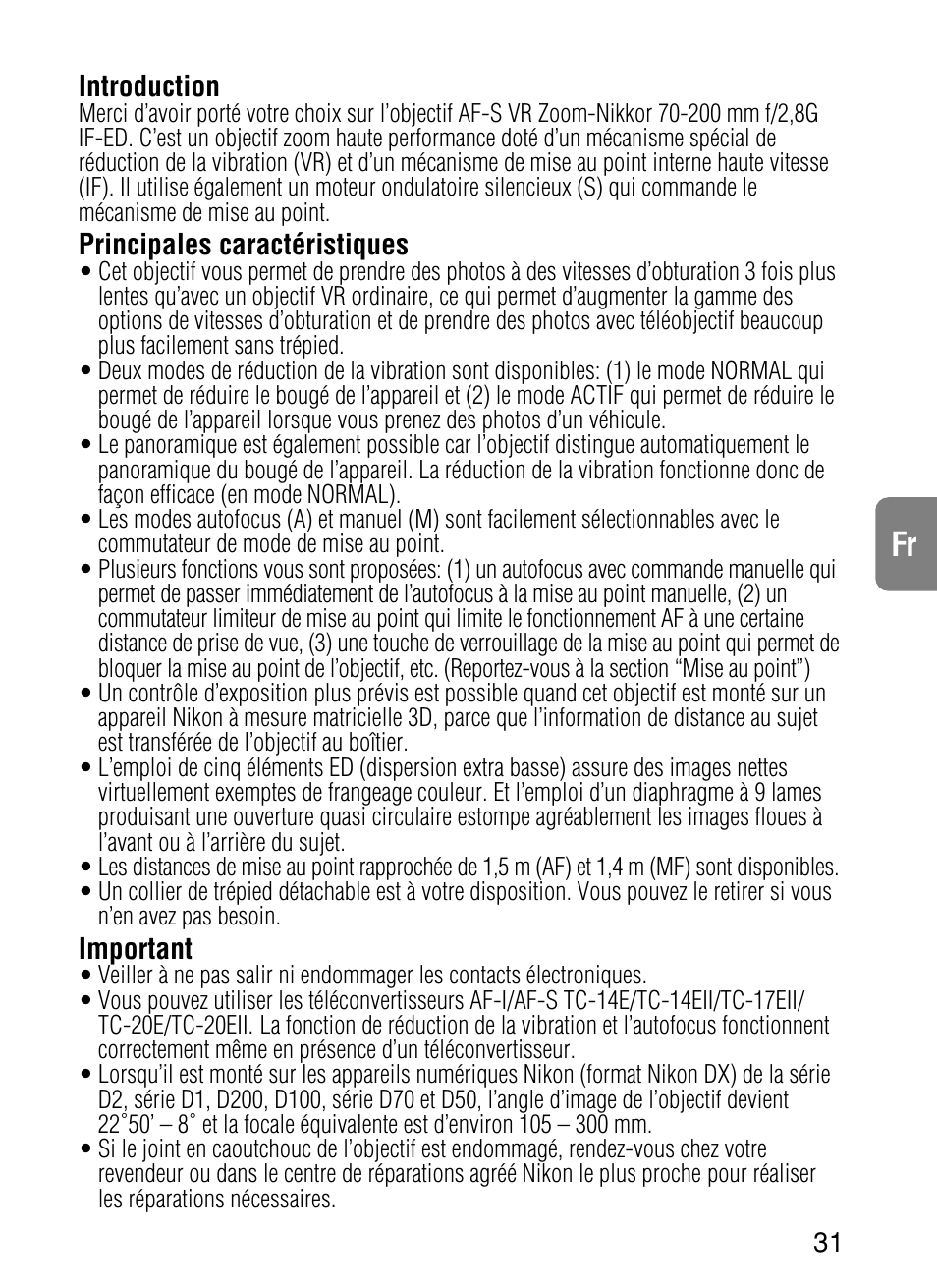 Nikon 70-200mm-f-28G-ED-IF-AF-S-VR-Zoom-Nikko User Manual | Page 31 / 72