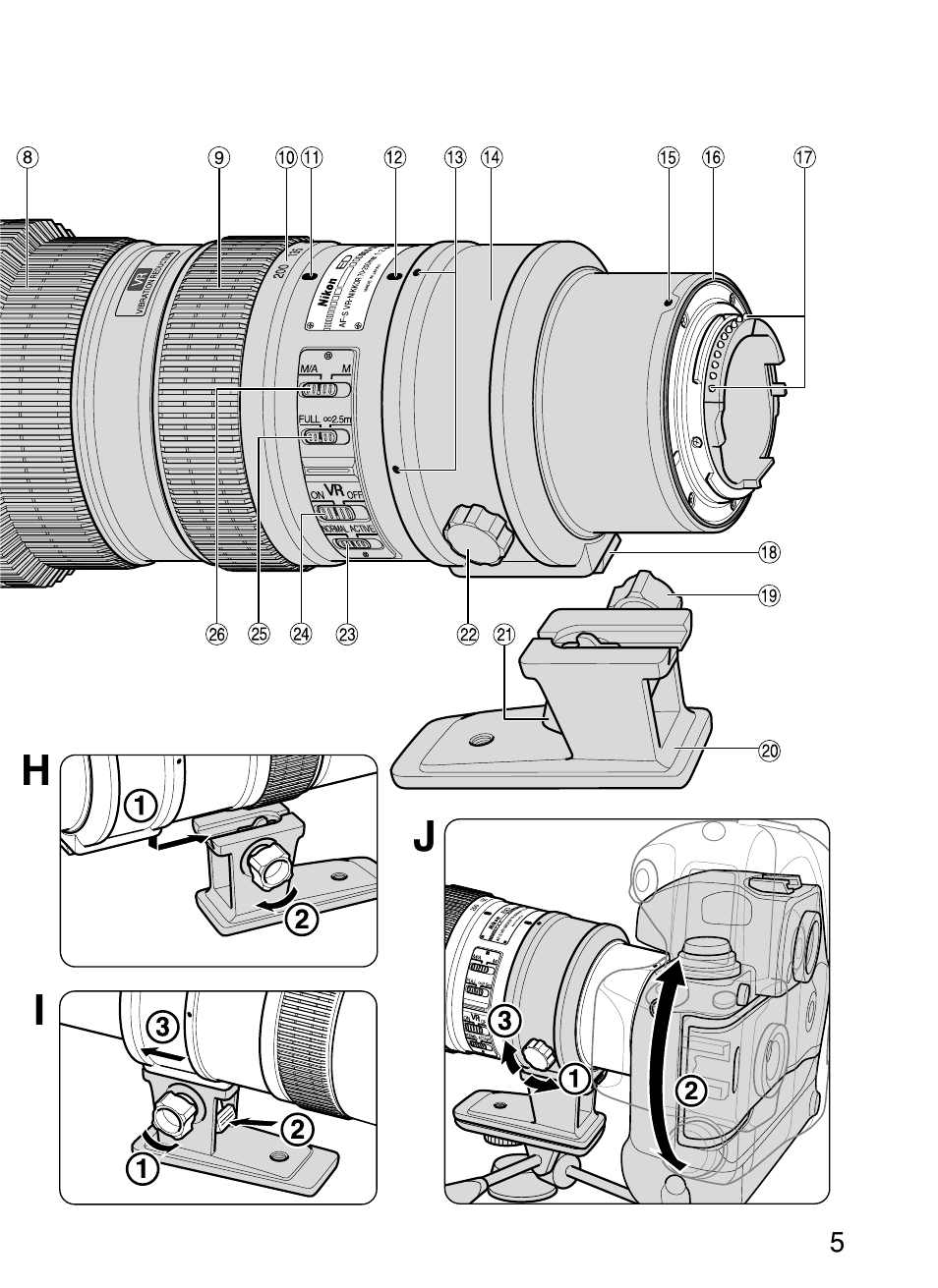 Hi j | Nikon 70-200mm-f-28G-ED-IF-AF-S-VR-Zoom-Nikko User Manual | Page 5 / 72