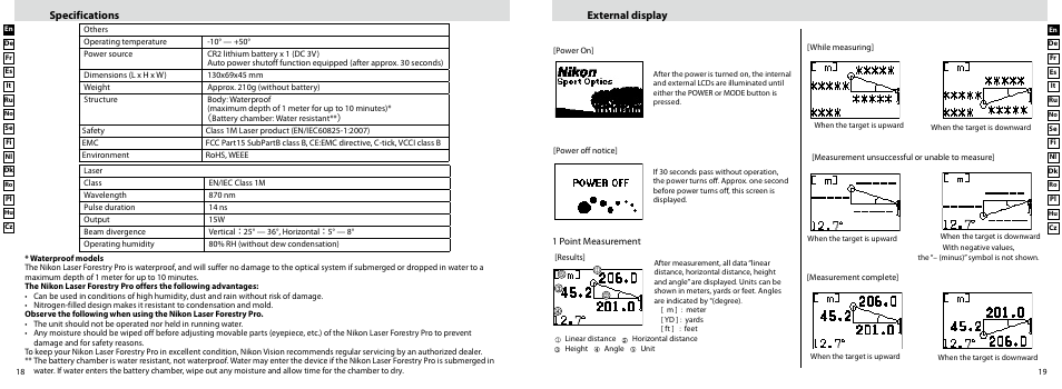 Specifications external display | Nikon Forestry User Manual | Page 10 / 229