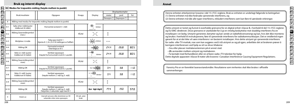 Annet, Bruk og internt display | Nikon Forestry User Manual | Page 105 / 229