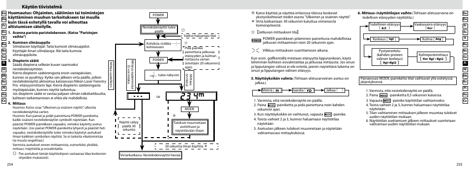 Käytön tiivistelmä | Nikon Forestry User Manual | Page 128 / 229