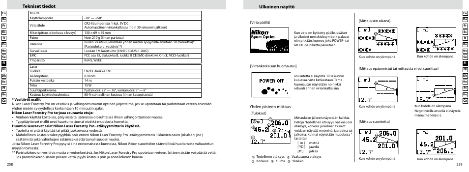 Tekniset tiedot ulkoinen näyttö | Nikon Forestry User Manual | Page 130 / 229
