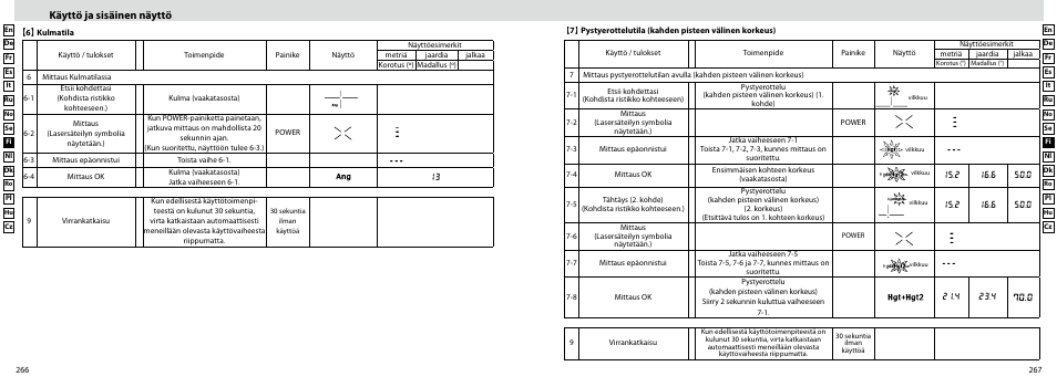 Käyttö ja sisäinen näyttö | Nikon Forestry User Manual | Page 134 / 229