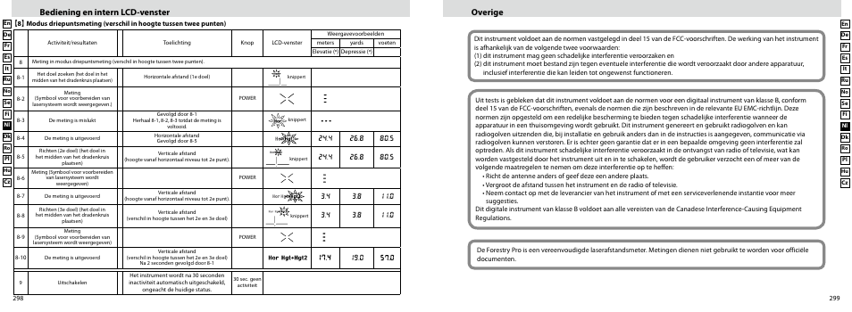 Overige, Bediening en intern lcd-venster | Nikon Forestry User Manual | Page 150 / 229