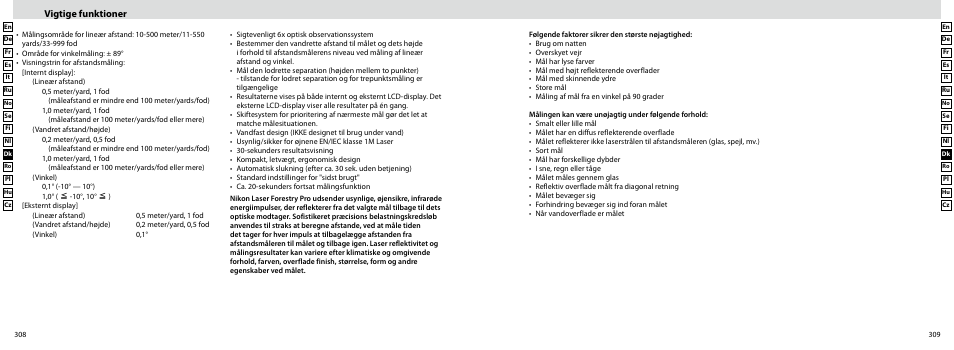 Vigtige funktioner | Nikon Forestry User Manual | Page 155 / 229
