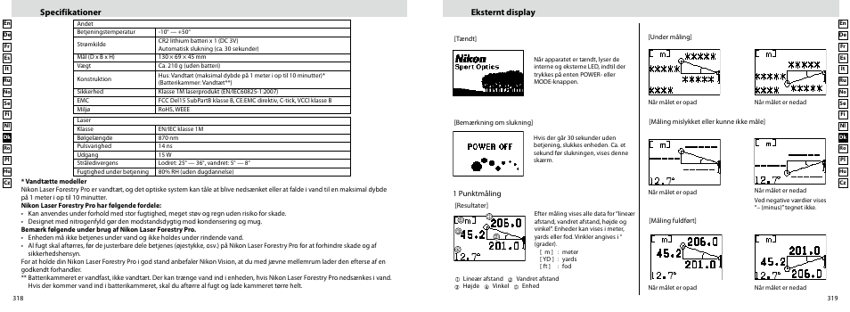 Specifikationer eksternt display | Nikon Forestry User Manual | Page 160 / 229
