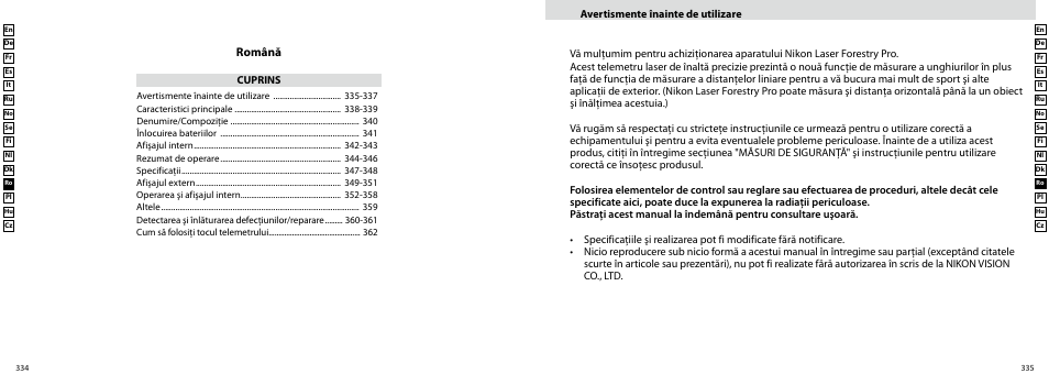 Română | Nikon Forestry User Manual | Page 168 / 229