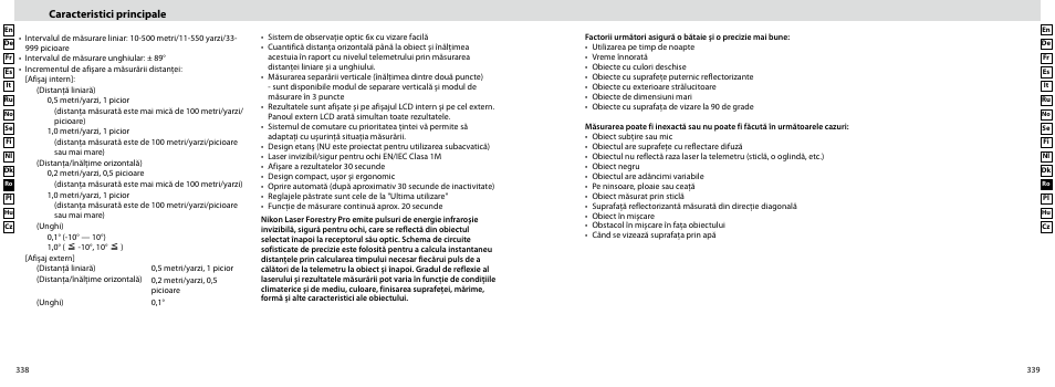 Caracteristici principale | Nikon Forestry User Manual | Page 170 / 229