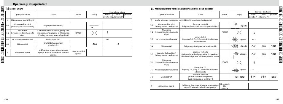 Operarea şi afişajul intern | Nikon Forestry User Manual | Page 179 / 229