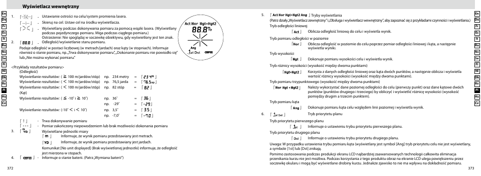 Wyświetlacz wewnętrzny | Nikon Forestry User Manual | Page 187 / 229
