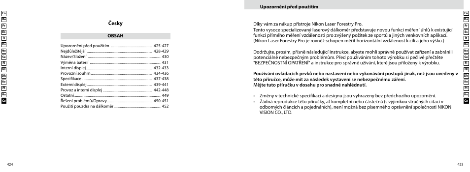 Česky | Nikon Forestry User Manual | Page 213 / 229
