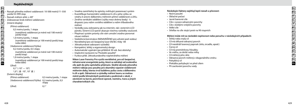 Nejdůležitější | Nikon Forestry User Manual | Page 215 / 229