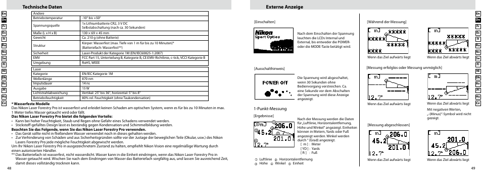 Technische daten externe anzeige | Nikon Forestry User Manual | Page 25 / 229
