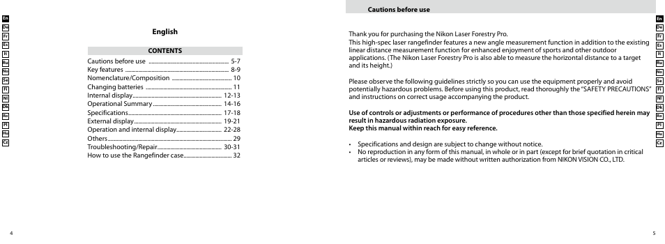 English | Nikon Forestry User Manual | Page 3 / 229