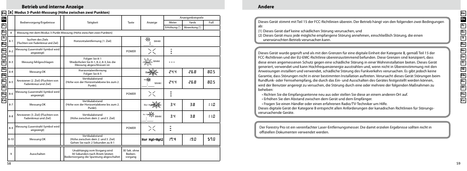 Andere, Betrieb und interne anzeige | Nikon Forestry User Manual | Page 30 / 229