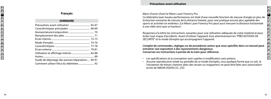 Français | Nikon Forestry User Manual | Page 33 / 229
