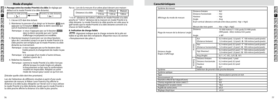 Mode d'emploi caractéristiques | Nikon Forestry User Manual | Page 39 / 229