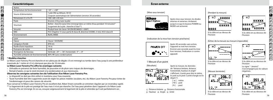 Caractéristiques écran externe | Nikon Forestry User Manual | Page 40 / 229