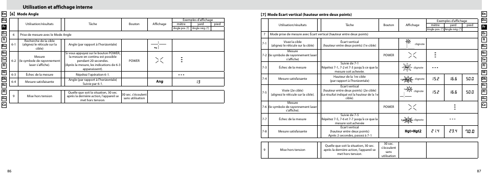 Utilisation et affichage interne | Nikon Forestry User Manual | Page 44 / 229