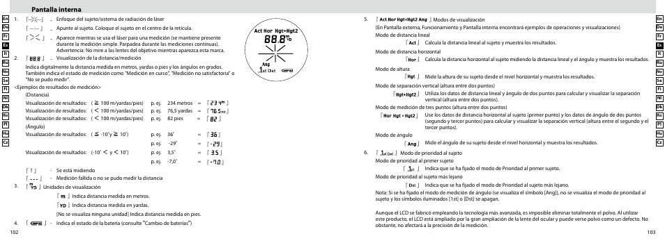 Pantalla interna | Nikon Forestry User Manual | Page 52 / 229