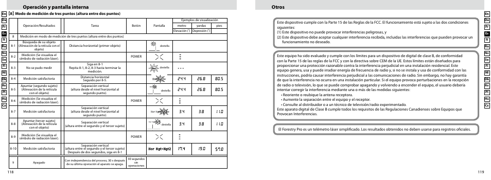 Otros, Operación y pantalla interna | Nikon Forestry User Manual | Page 60 / 229