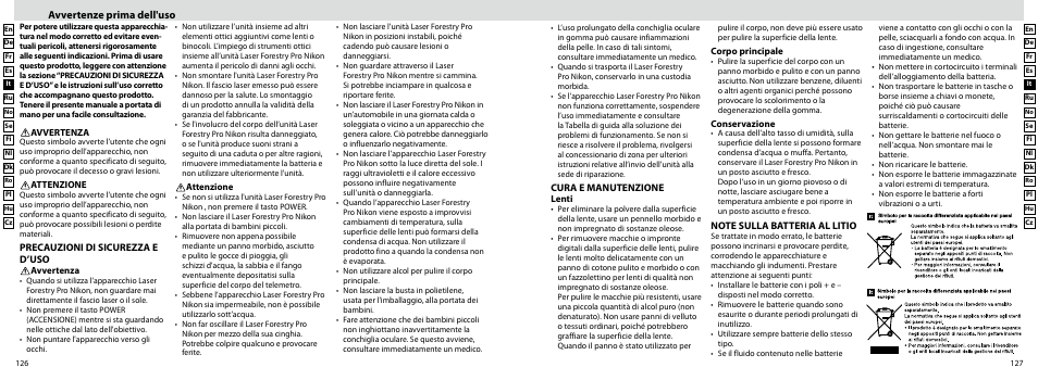 Avvertenze prima dell'uso | Nikon Forestry User Manual | Page 64 / 229