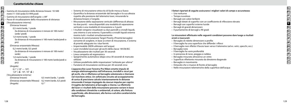 Caratteristiche chiave | Nikon Forestry User Manual | Page 65 / 229