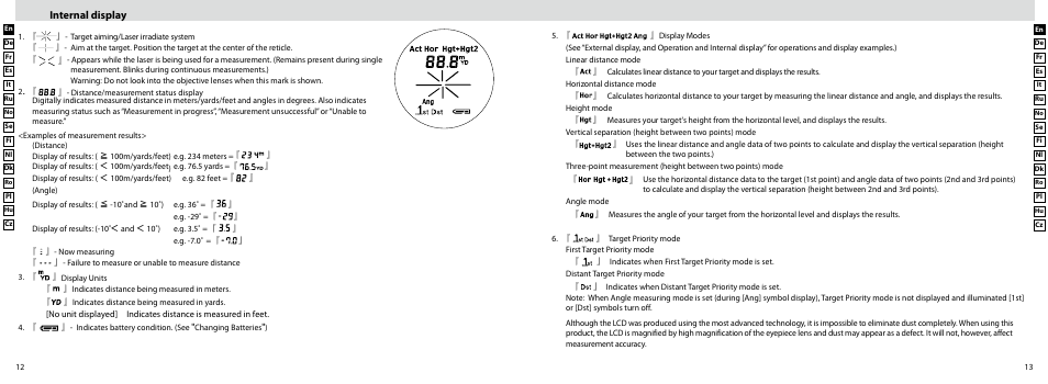Internal display | Nikon Forestry User Manual | Page 7 / 229