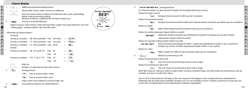 Internt display | Nikon Forestry User Manual | Page 97 / 229