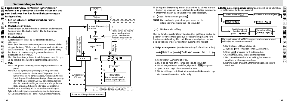 Sammendrag av bruk | Nikon Forestry User Manual | Page 98 / 229