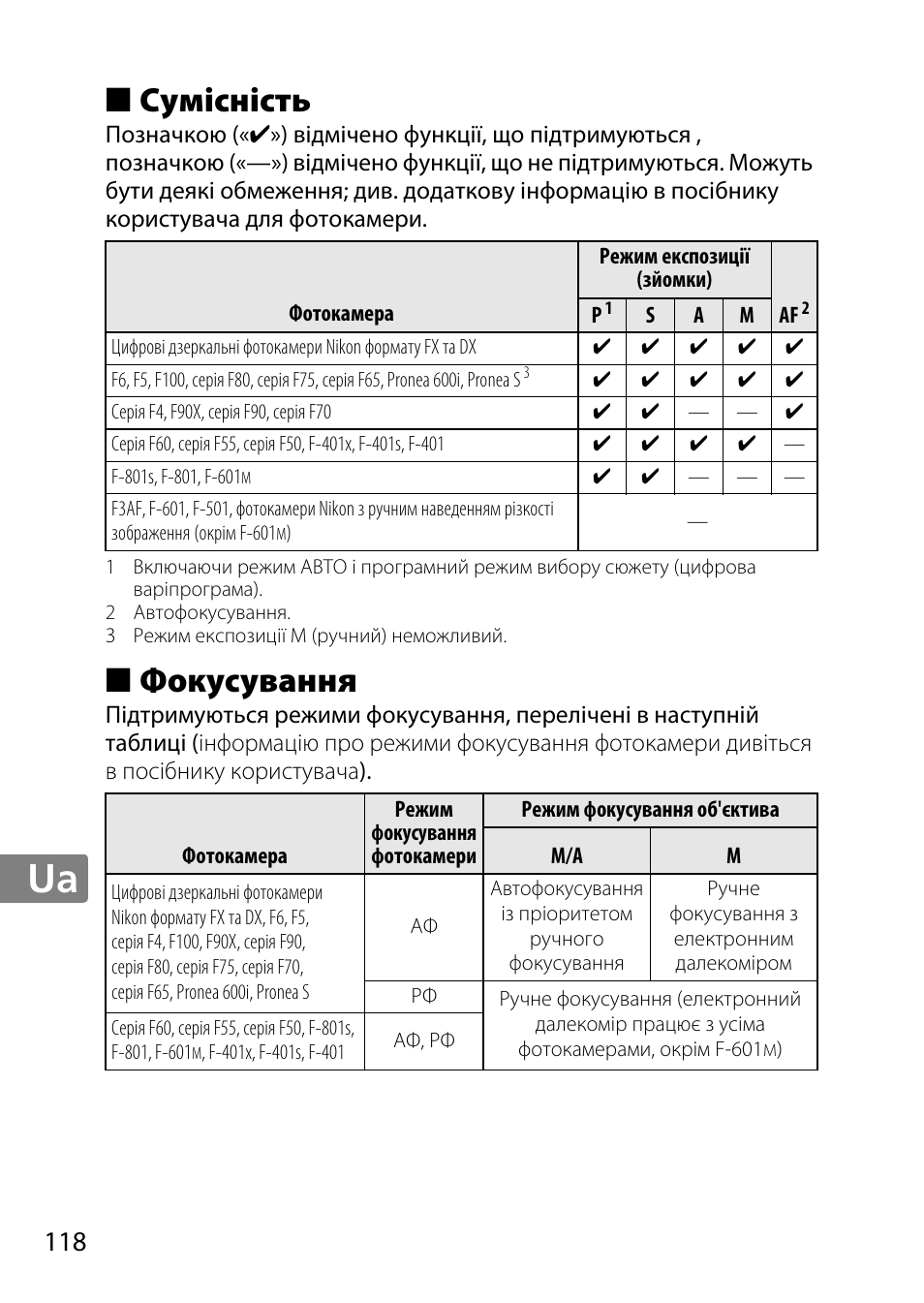 Сумісність, Фокусування | Nikon 85mm-f-18G-AF-S-Nikkor User Manual | Page 118 / 172