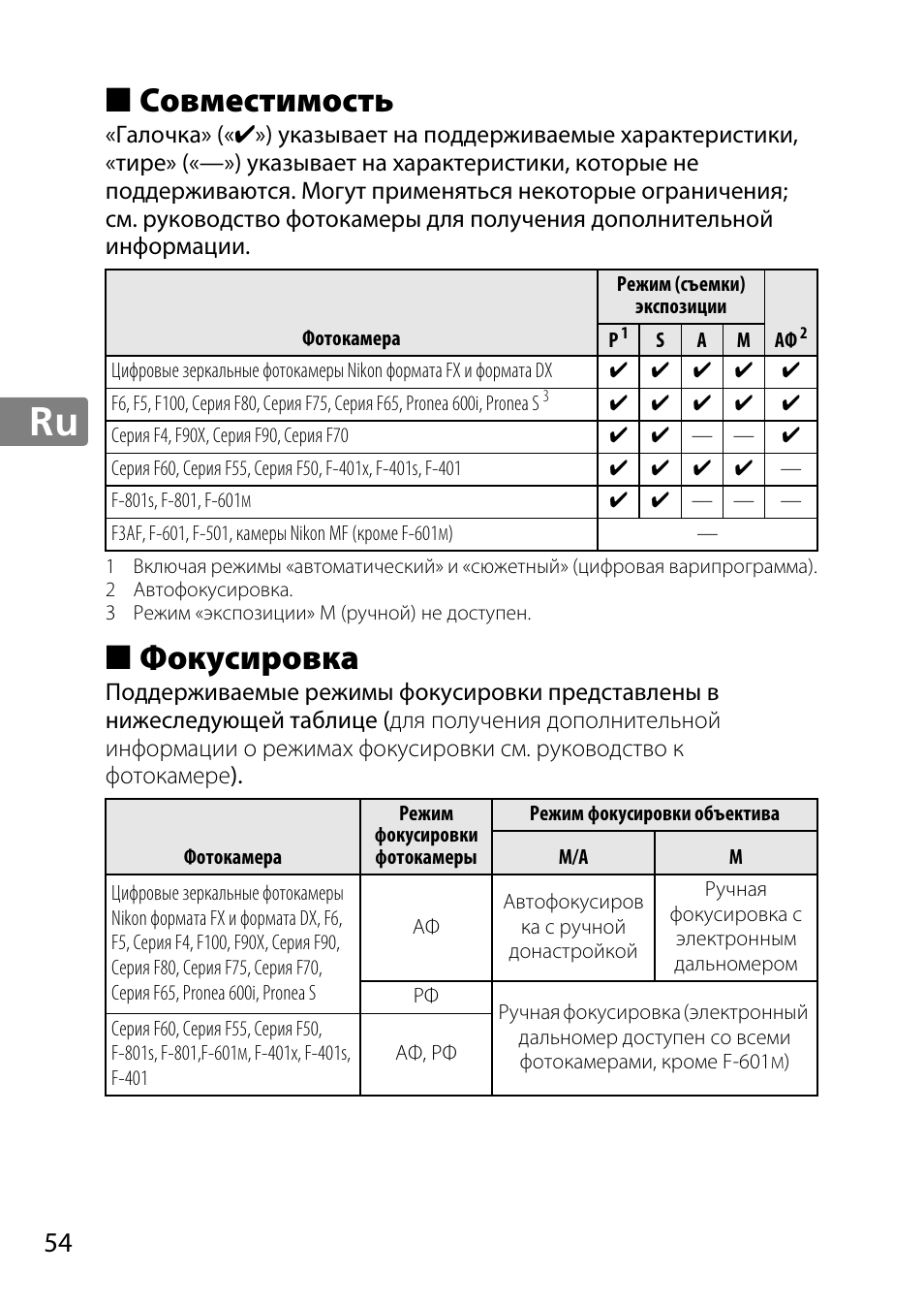 Совместимость, Фокусировка | Nikon 85mm-f-18G-AF-S-Nikkor User Manual | Page 54 / 172