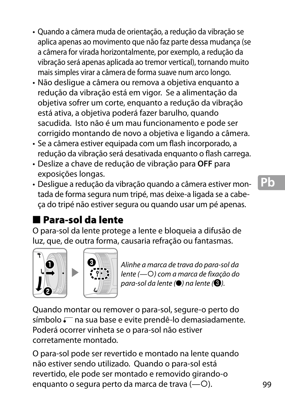 Para-sol da lente | Nikon 24-85mm-f-35-45G-ED-VR-AF-S-Nikkor User Manual | Page 99 / 220