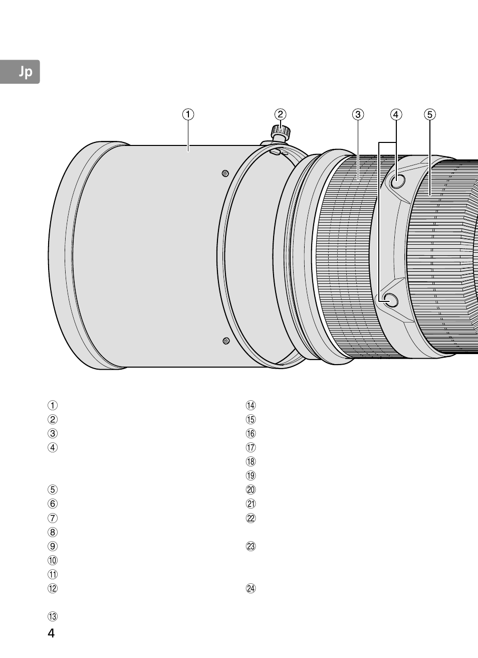 Jp en de fr es se ru nl it ck ch kr | Nikon 300mm-f-28G-ED-AF-S-VR-II-Nikkor User Manual | Page 4 / 204