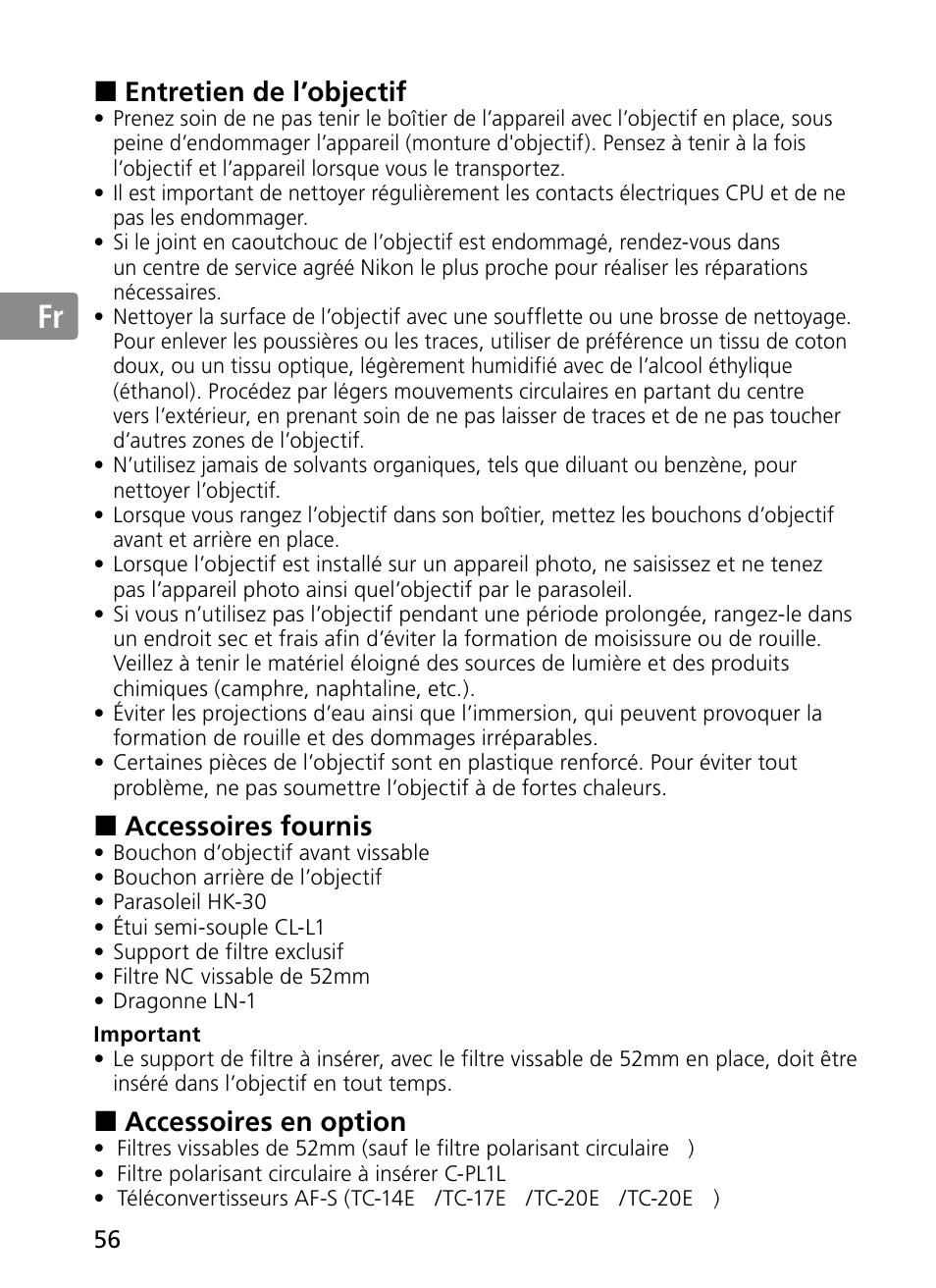 Jp en de fr es se ru nl it ck ch kr | Nikon 300mm-f-28G-ED-AF-S-VR-II-Nikkor User Manual | Page 56 / 204