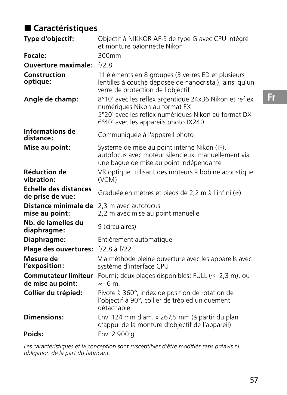 Jp en de fr es se ru nl it ck ch kr | Nikon 300mm-f-28G-ED-AF-S-VR-II-Nikkor User Manual | Page 57 / 204