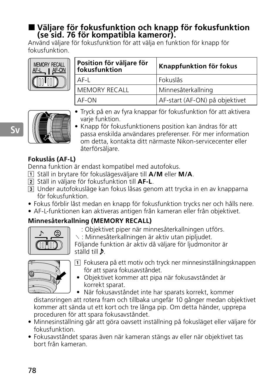 Jp en de fr es sv ru nl it ck ch kr | Nikon 300mm-f-28G-ED-AF-S-VR-II-Nikkor User Manual | Page 78 / 204