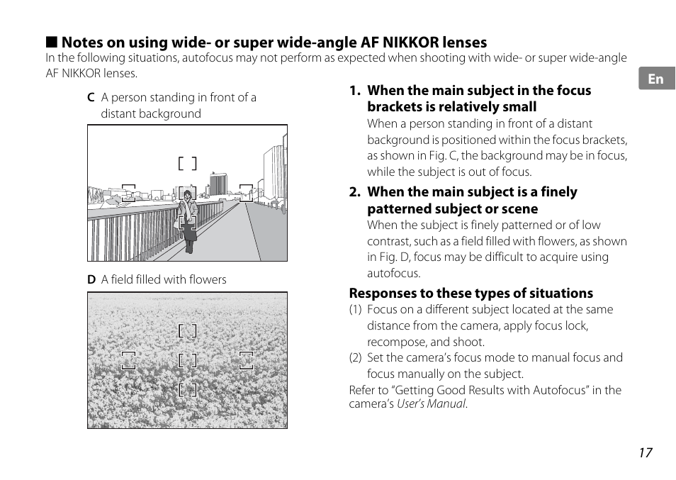 Responses to these types of situations | Nikon 10-24mm-f-35-45G-ED-AF-S-DX-Zoom-Nikko User Manual | Page 17 / 120