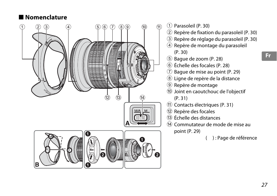 Nomenclature | Nikon 10-24mm-f-35-45G-ED-AF-S-DX-Zoom-Nikko User Manual | Page 27 / 120