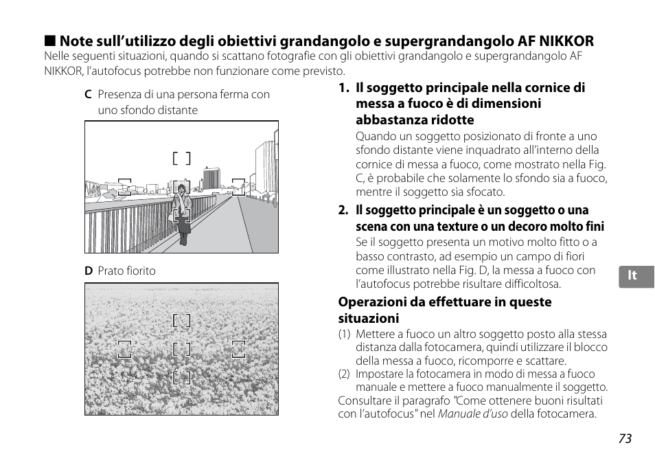 Operazioni da effettuare in queste situazioni | Nikon 10-24mm-f-35-45G-ED-AF-S-DX-Zoom-Nikko User Manual | Page 73 / 120