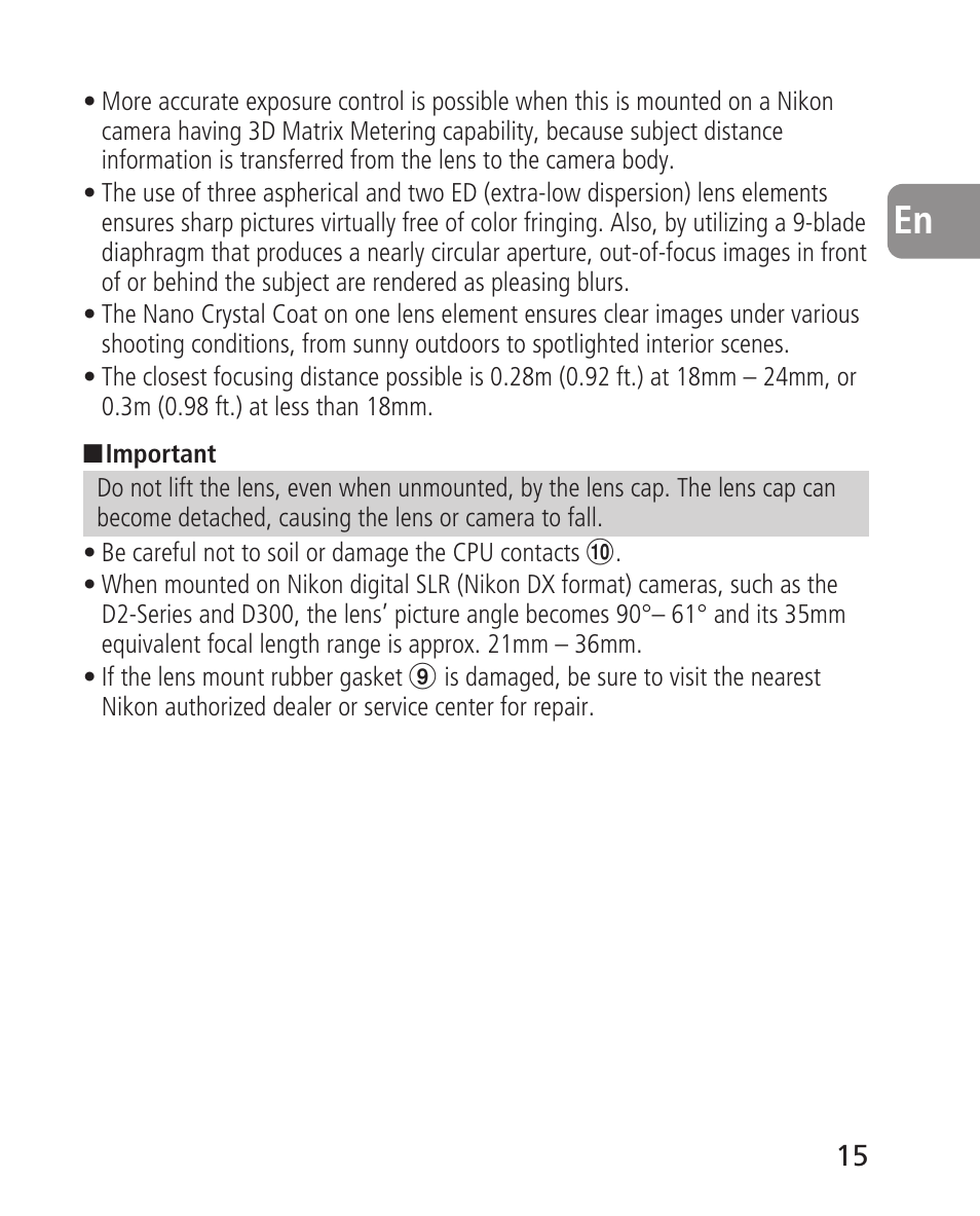 Nikon 14-24mm-f28G-ED-AF-S-Nikkor User Manual | Page 15 / 118