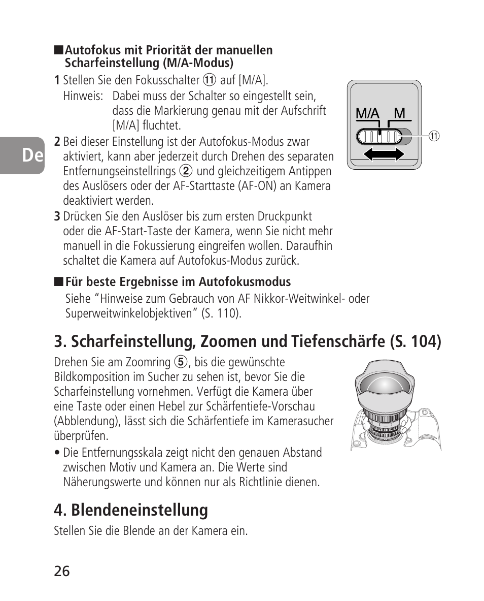 Blendeneinstellung | Nikon 14-24mm-f28G-ED-AF-S-Nikkor User Manual | Page 26 / 118