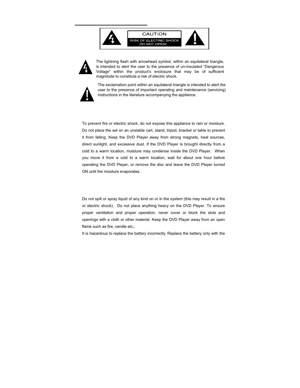 Cautions and warnings | Audiovox D1750T User Manual | Page 3 / 32