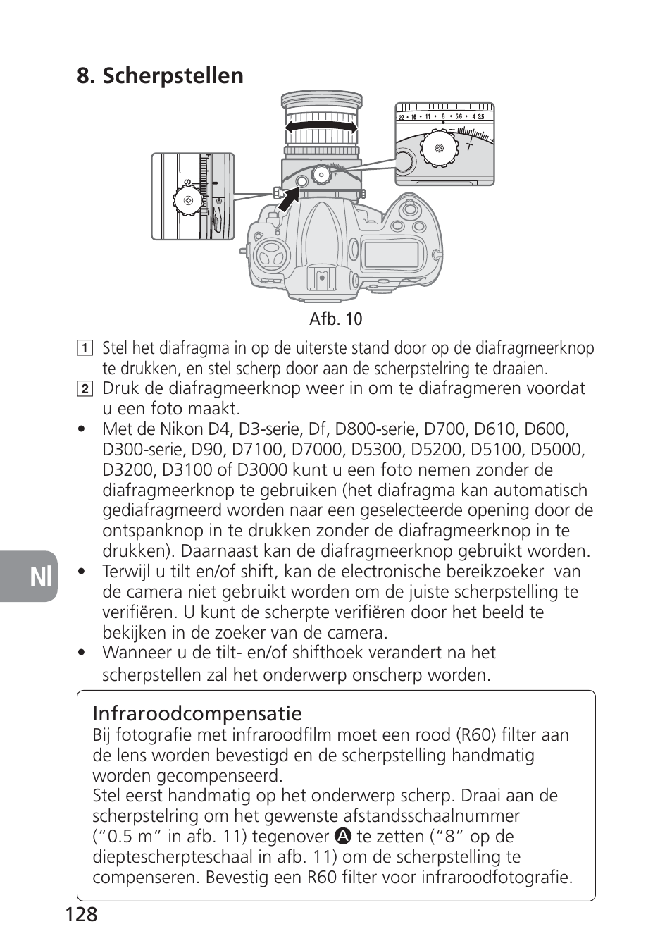 Scherpstellen | Nikon 24mm-f-35D-PC-E-Nikkor User Manual | Page 128 / 236