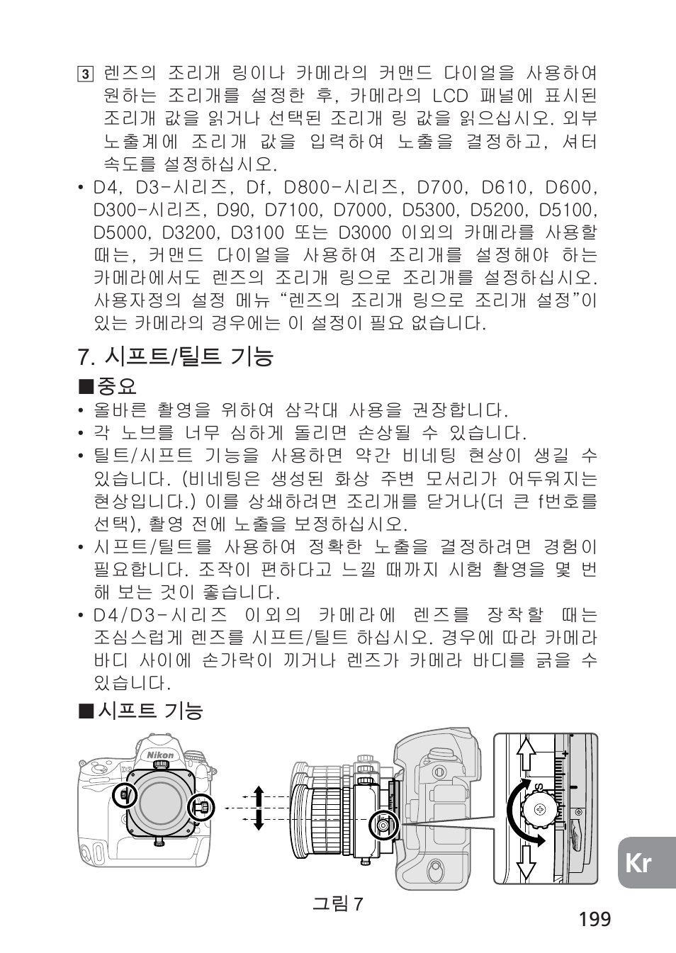 시프트/틸트 기능 | Nikon 24mm-f-35D-PC-E-Nikkor User Manual | Page 199 / 236