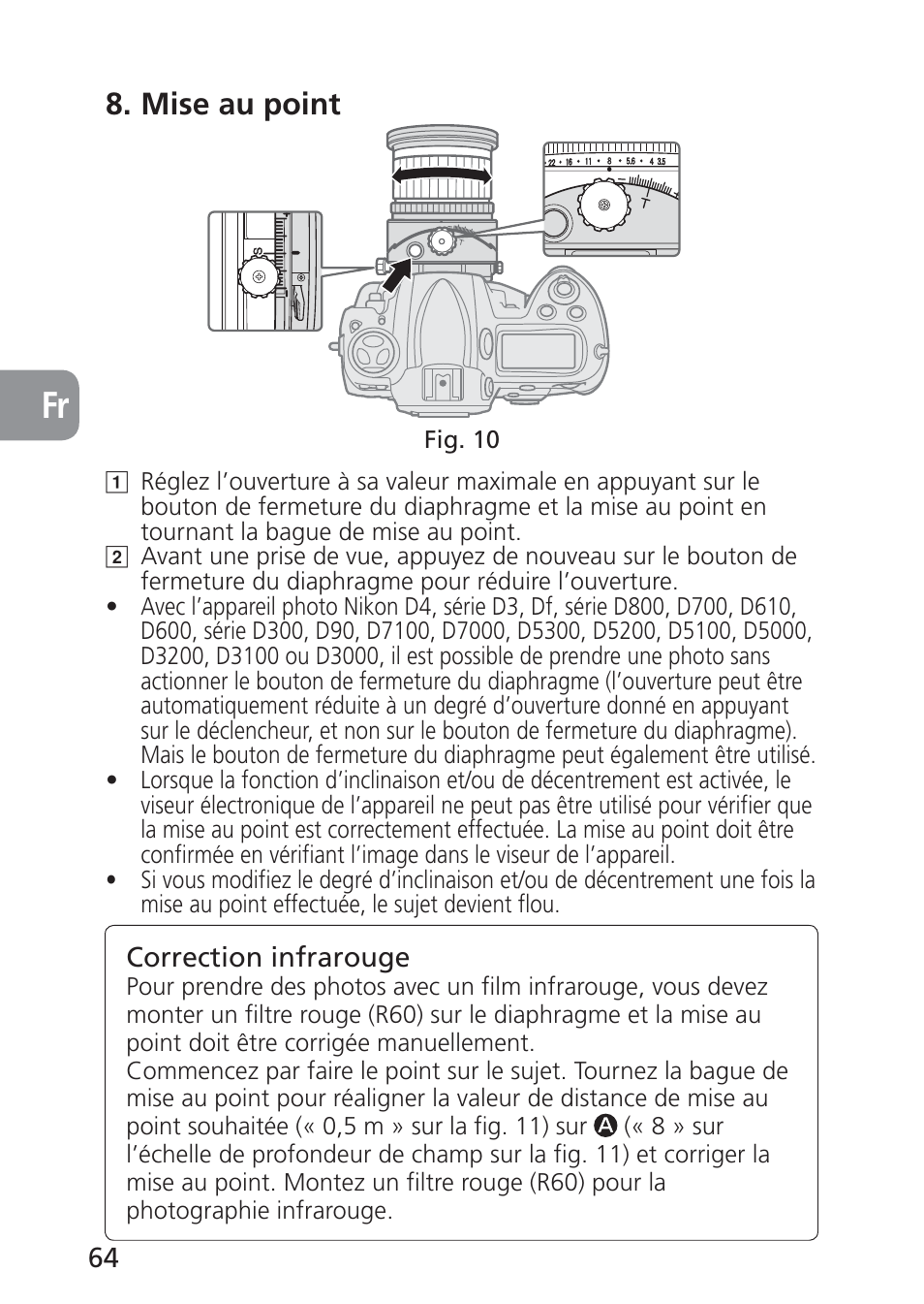 Mise au point | Nikon 24mm-f-35D-PC-E-Nikkor User Manual | Page 64 / 236