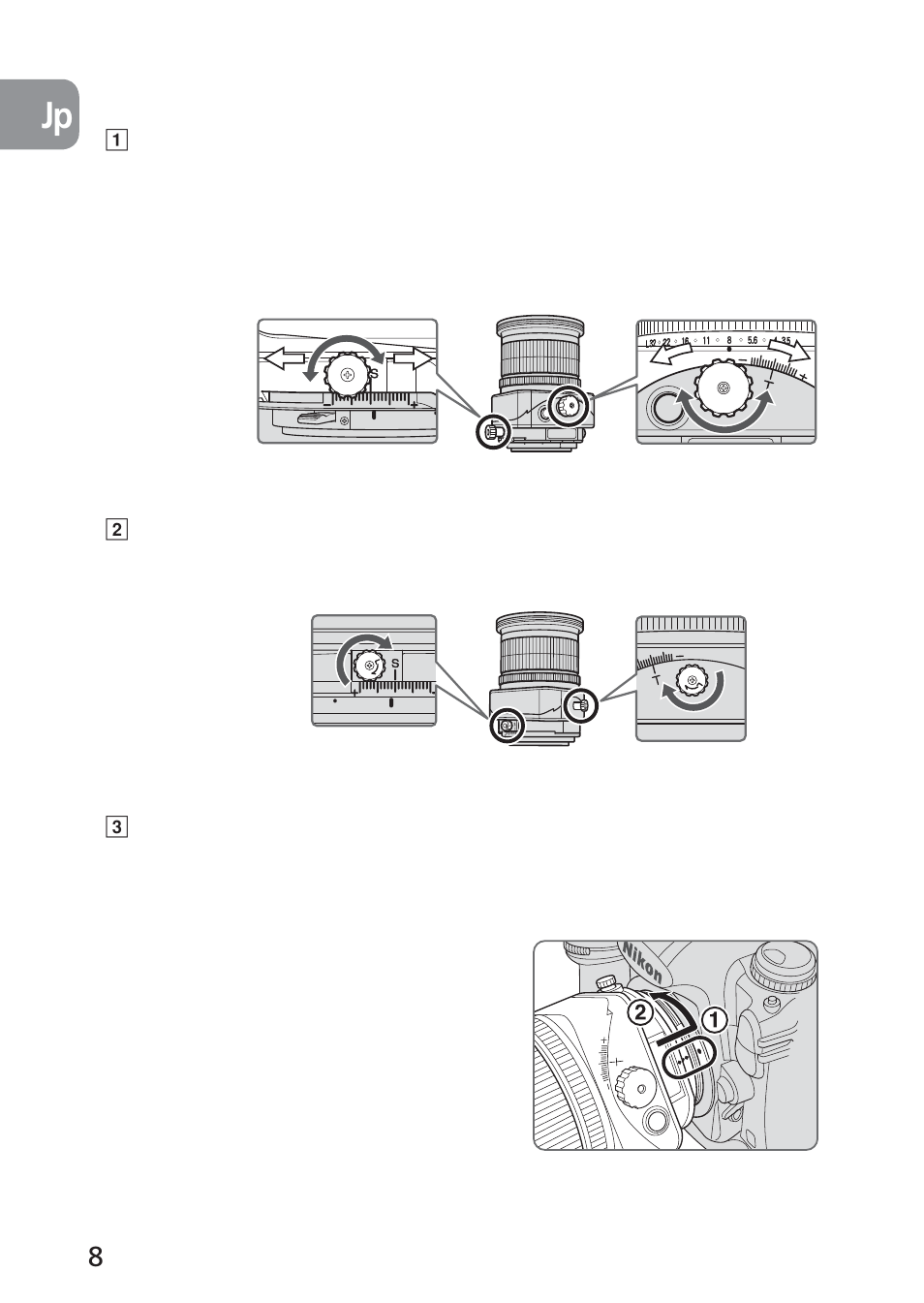 カメラへの取り付け | Nikon 24mm-f-35D-PC-E-Nikkor User Manual | Page 8 / 236