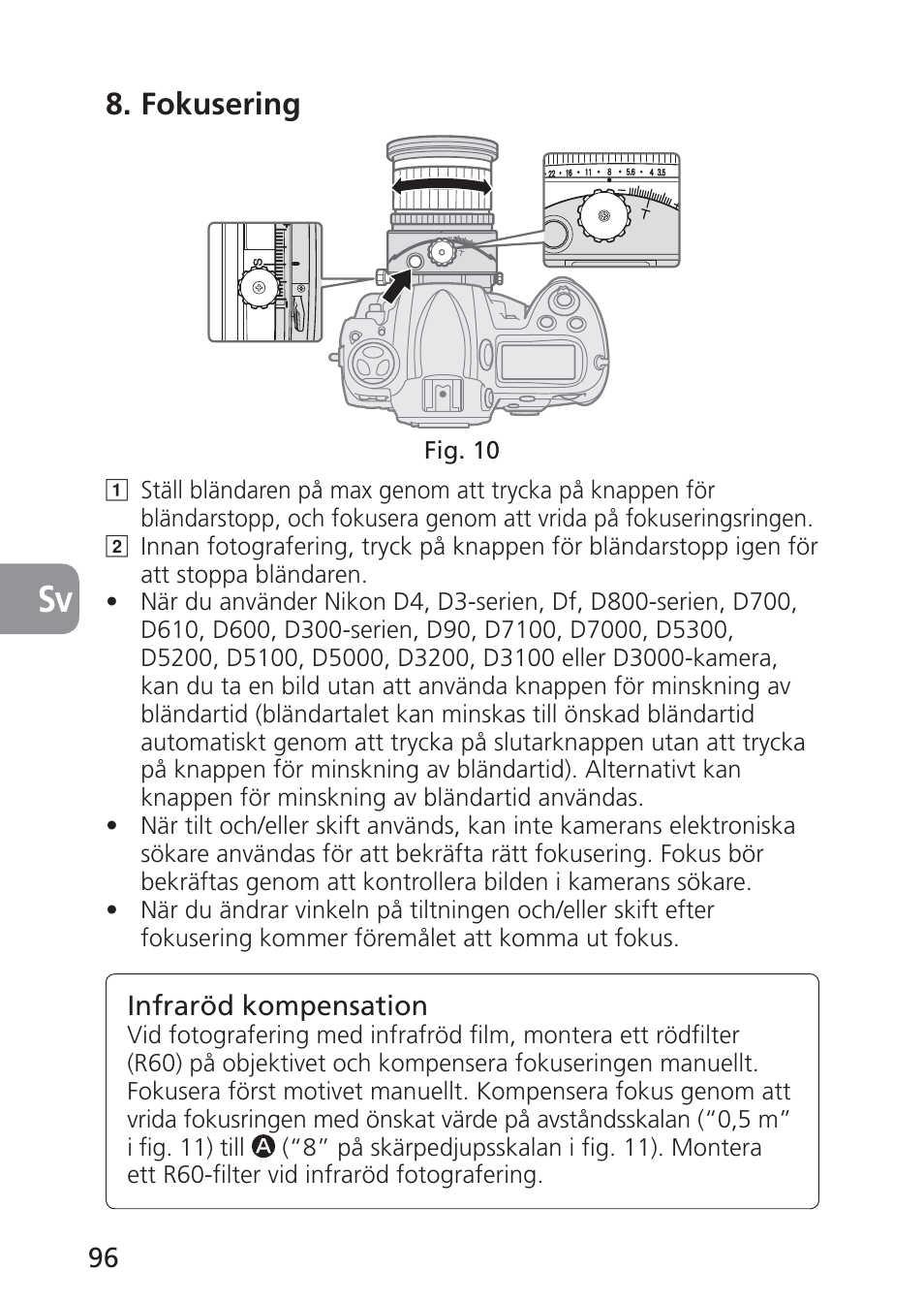 Fokusering | Nikon 24mm-f-35D-PC-E-Nikkor User Manual | Page 96 / 236