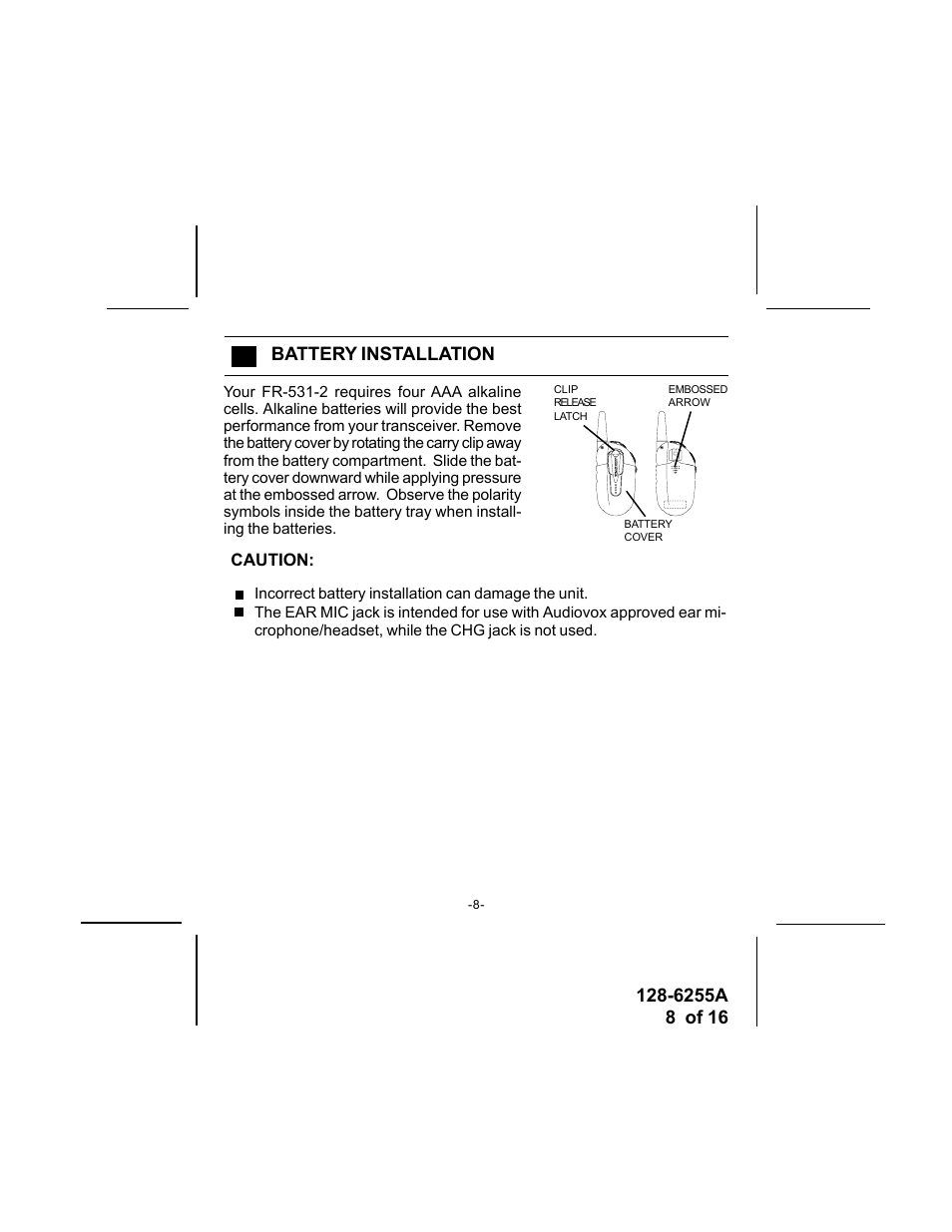 Audiovox FR-531-2 User Manual | Page 8 / 16